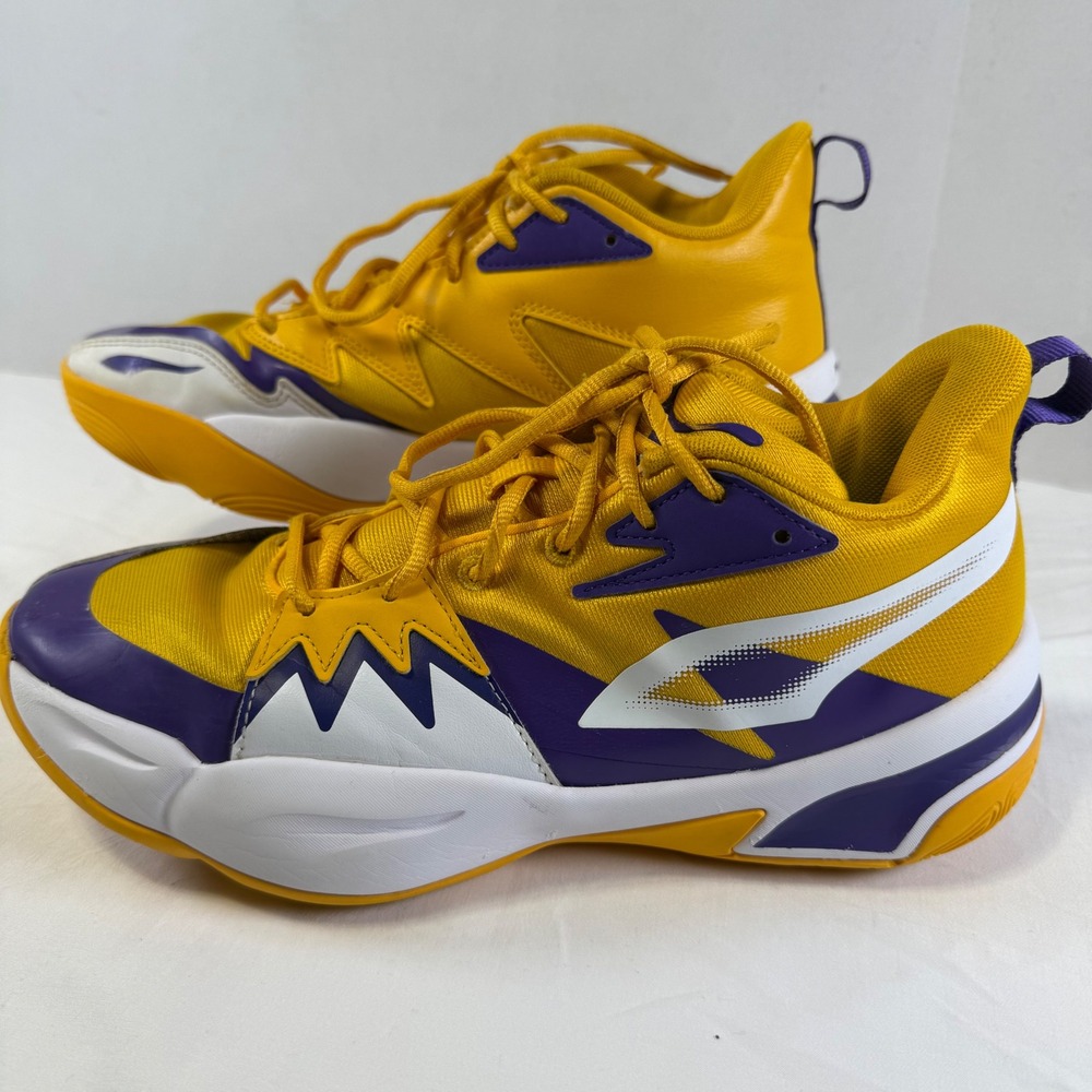Puma Triple Basketball Shoes Yellow Purple White 379905-05 Mens 8.5